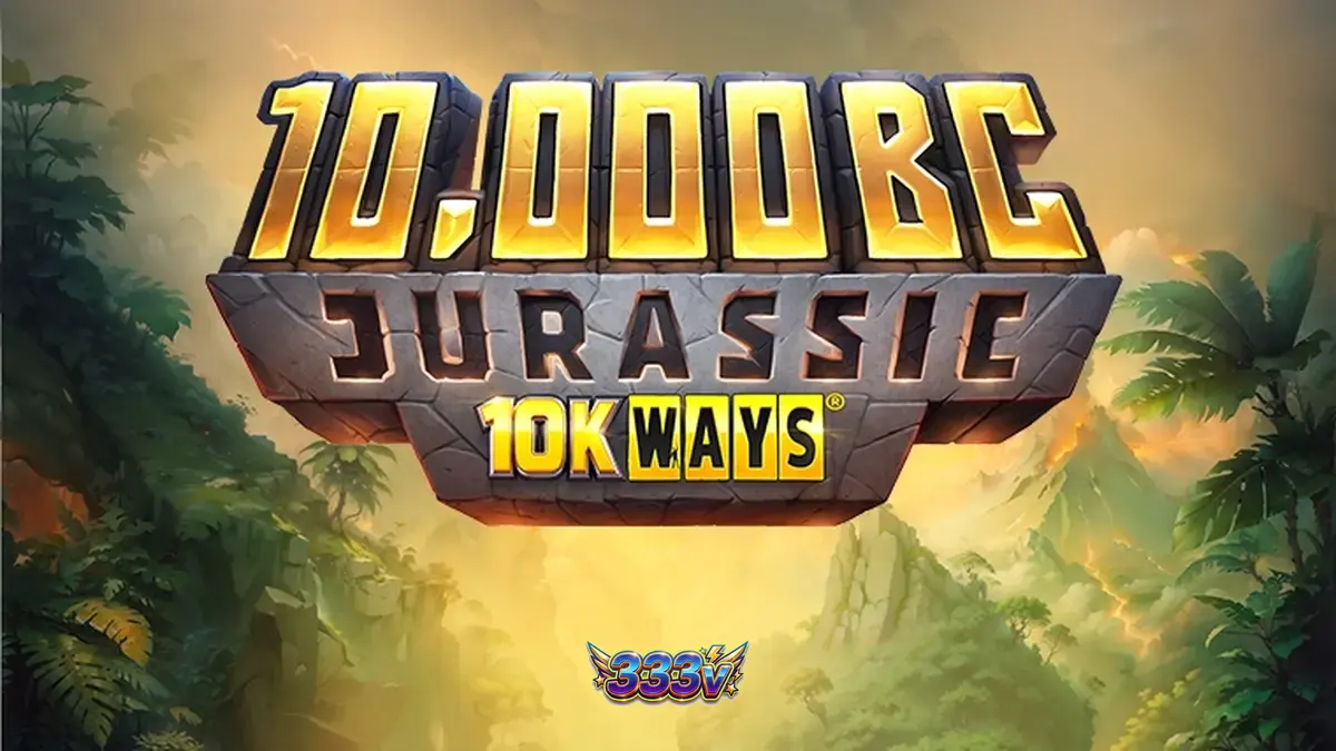 Tampilan visual slot 10,000 BC Jurassic 10K Ways dengan tema dinosaurus