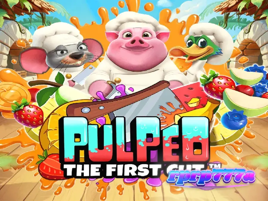 Tampilan visual slot Pulped: The First Cut dengan karakter koki hewan